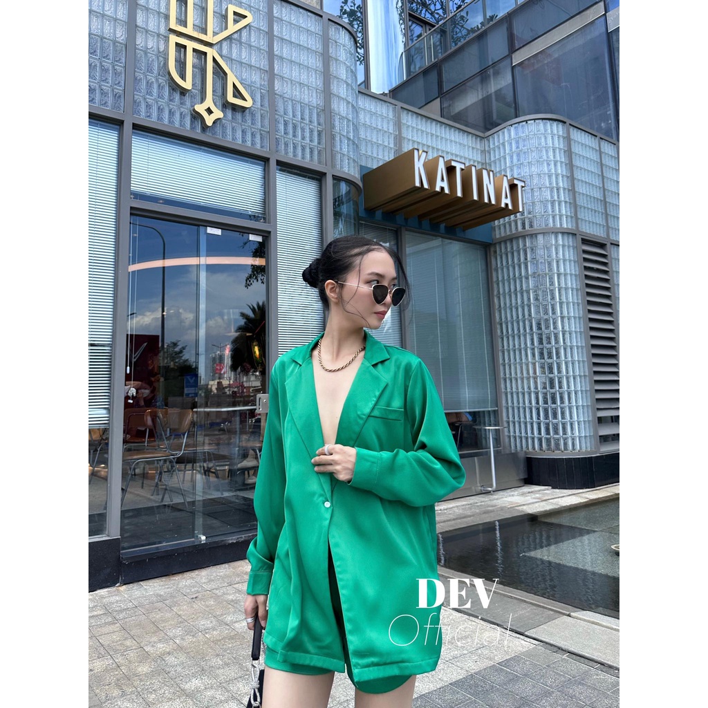 Set Sơ mi Blazer xanh