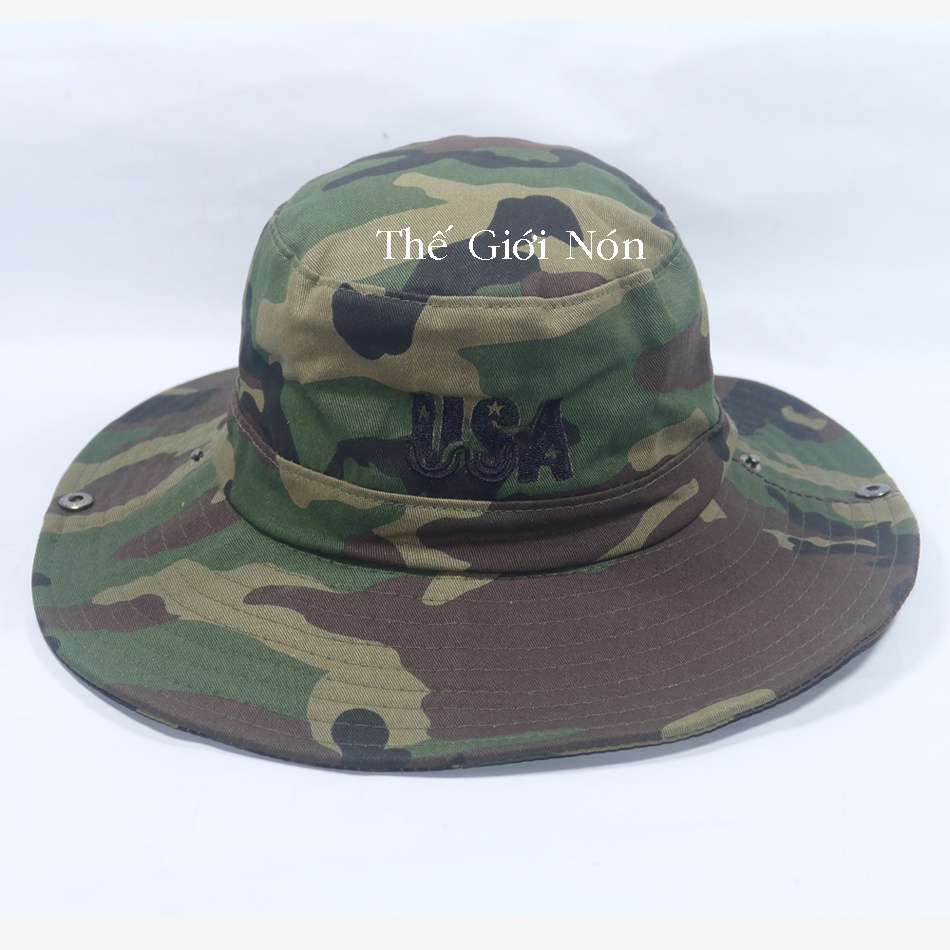 Mũ tai bèo vành rộng có chất liệu vải cotton dầy dặn. Nón thiêu logo có thiết kế trang phù hợp cho phái nam