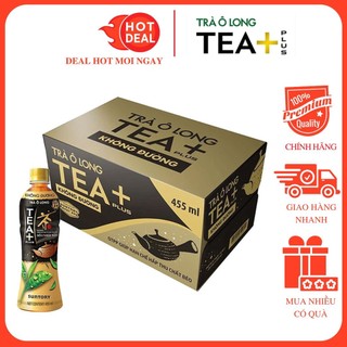 Thùng 24 Chai Trà Olong Không Đường Tea Plus 455ml/Chai