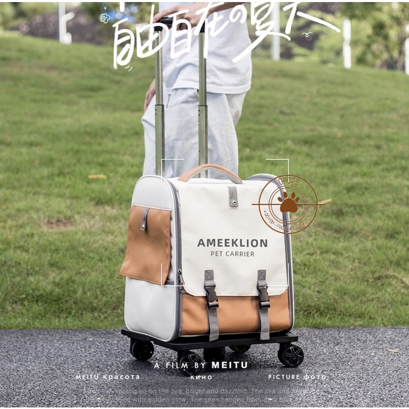 Vali kết hợp balo vận chuyển cao cấp cho chó mèo / Balo vali lưỡi thoáng khi - 4Pets offical