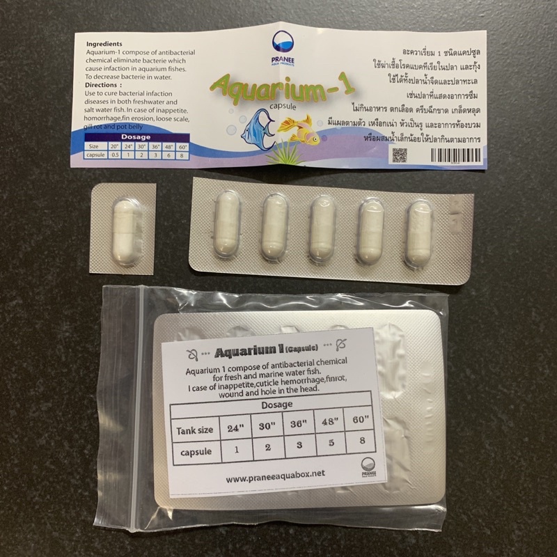 Viên nhộng AQUARIUM-1 Thái Lan chuyên xử lý tép, cá chết lai rai-PRANEE AQUARIUM 1-phụ kiện tép cảnh-thủy sinh - shopleo