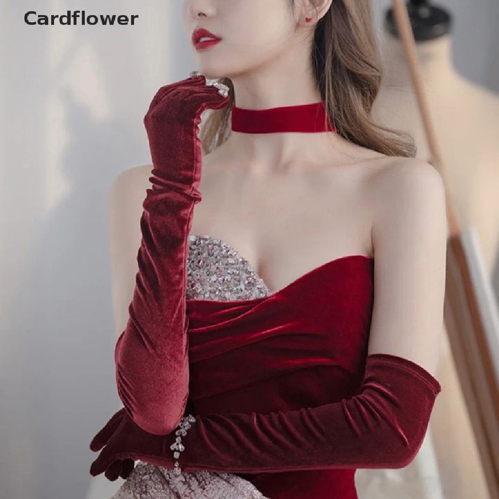 1 Đôi Găng Tay Nhung Dài Giữ Ấm Cho Nữ