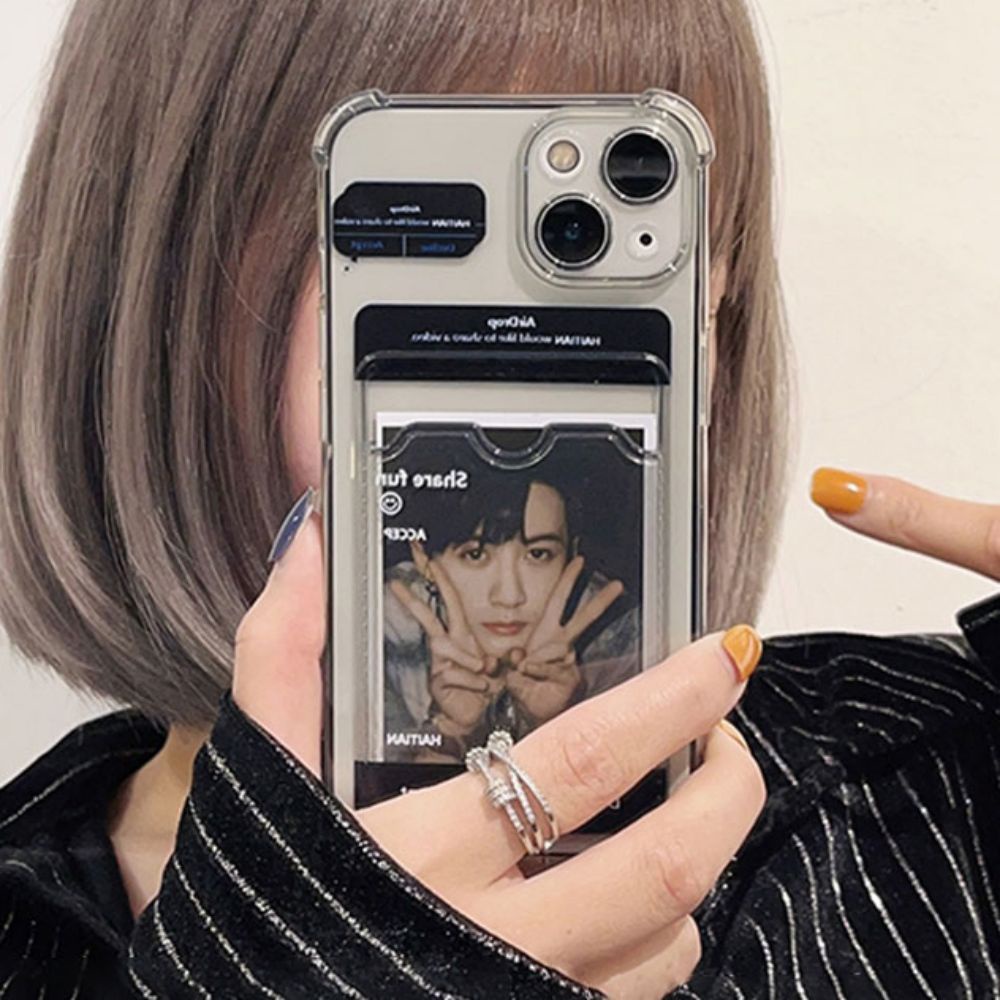 Ốp Điện Thoại TPU Mềm Trong Suốt Chống Sốc Chống Bụi Có Ngăn Đựng Thẻ Đơn Giản Cho IPhone 11 12 13 14 Pro Max 14 Plus