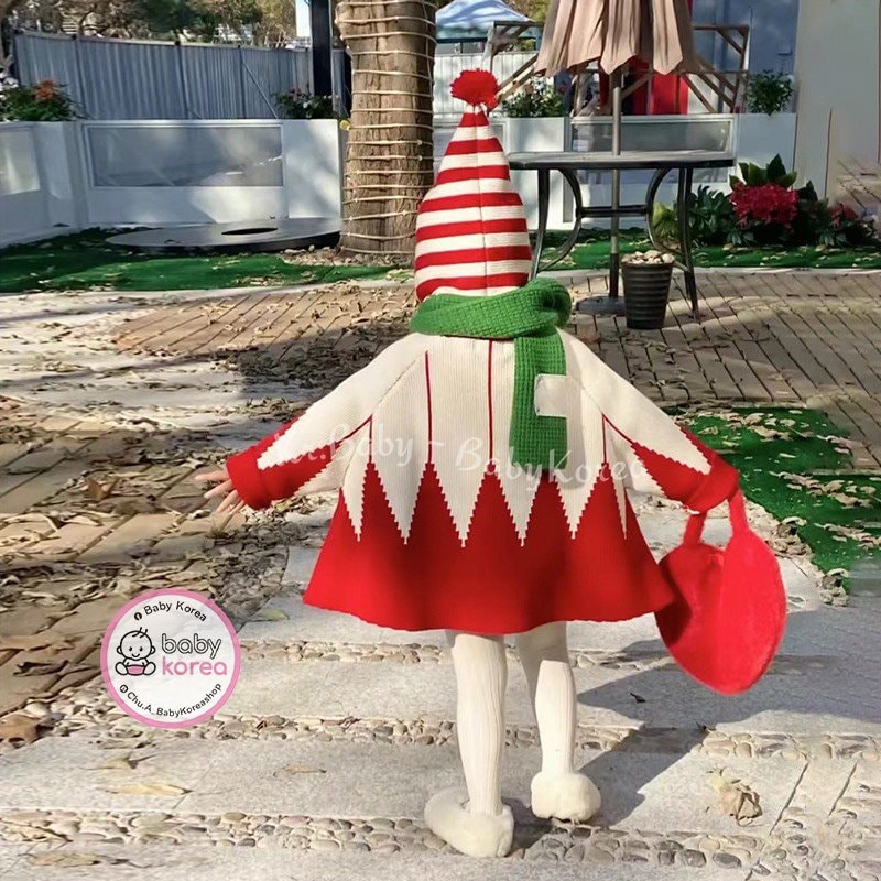 Áo choàng len Noel Giáng sinh SantaCoat made in Korea cho bé từ 10-25kg thời trang trẻ em BABYKOREA