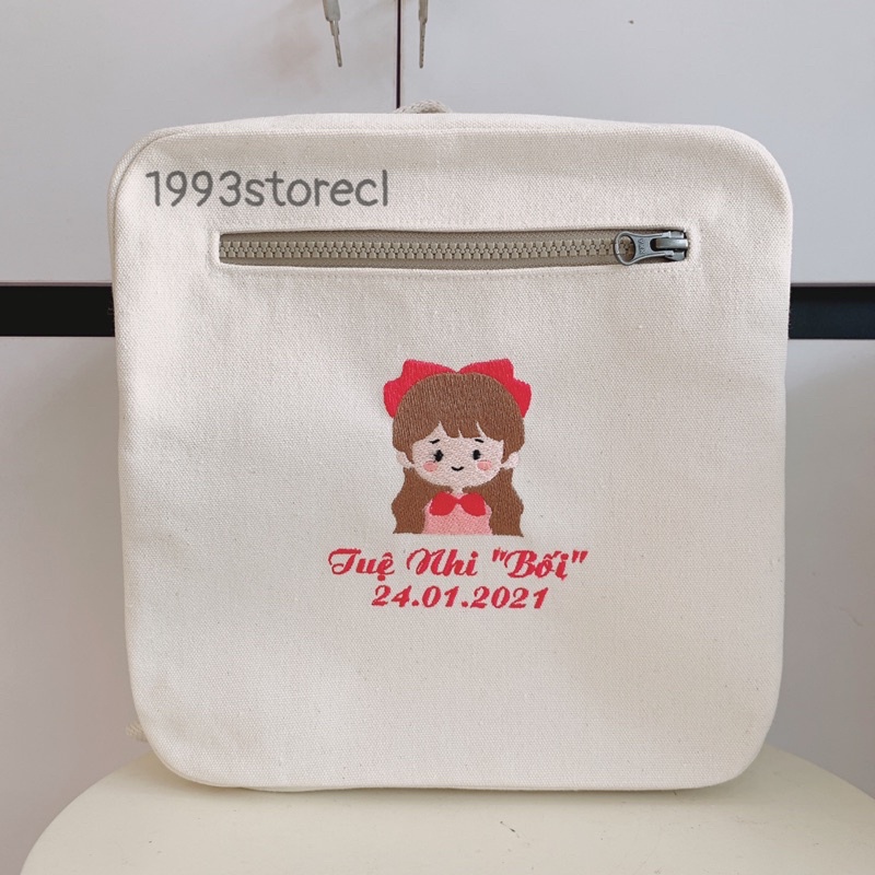 Balo thêu theo yêu cầu cho bé trai - bé gái đi học xinh xắn đáng yêu size 25x25cm