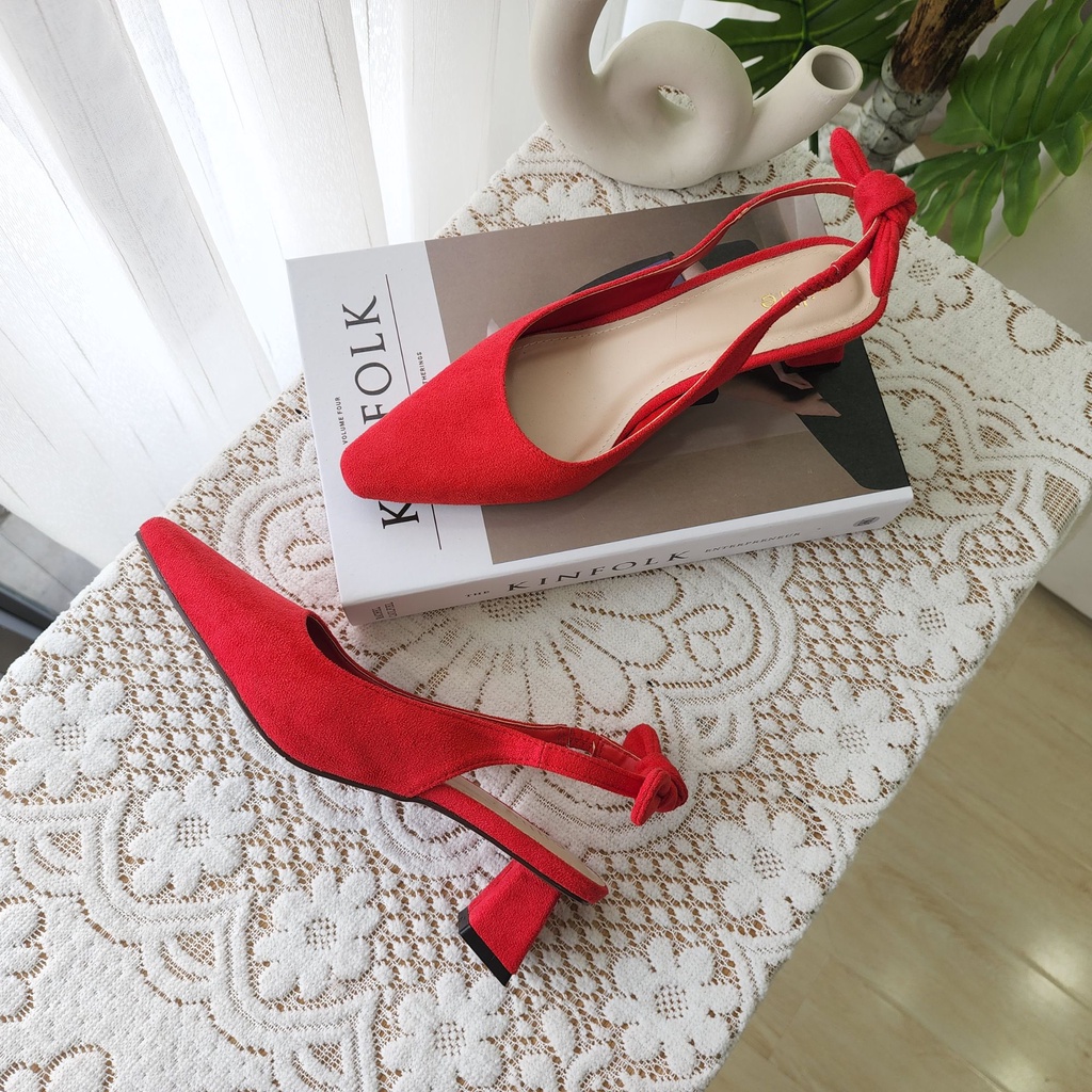 Giày Slingback Cao Gót Cillie Nữ Đế Vuông 5p Đi Tiệc Sang Trọng 1038