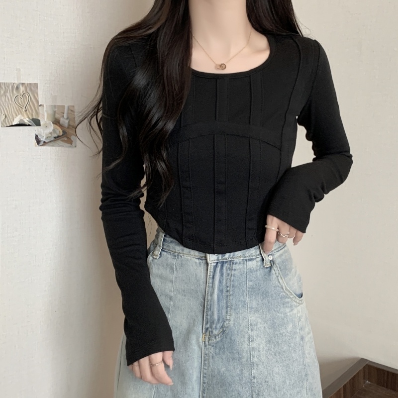 Áo thun ZHELIHANGFEI nữ dài tay cổ tròn in hình xương quạ