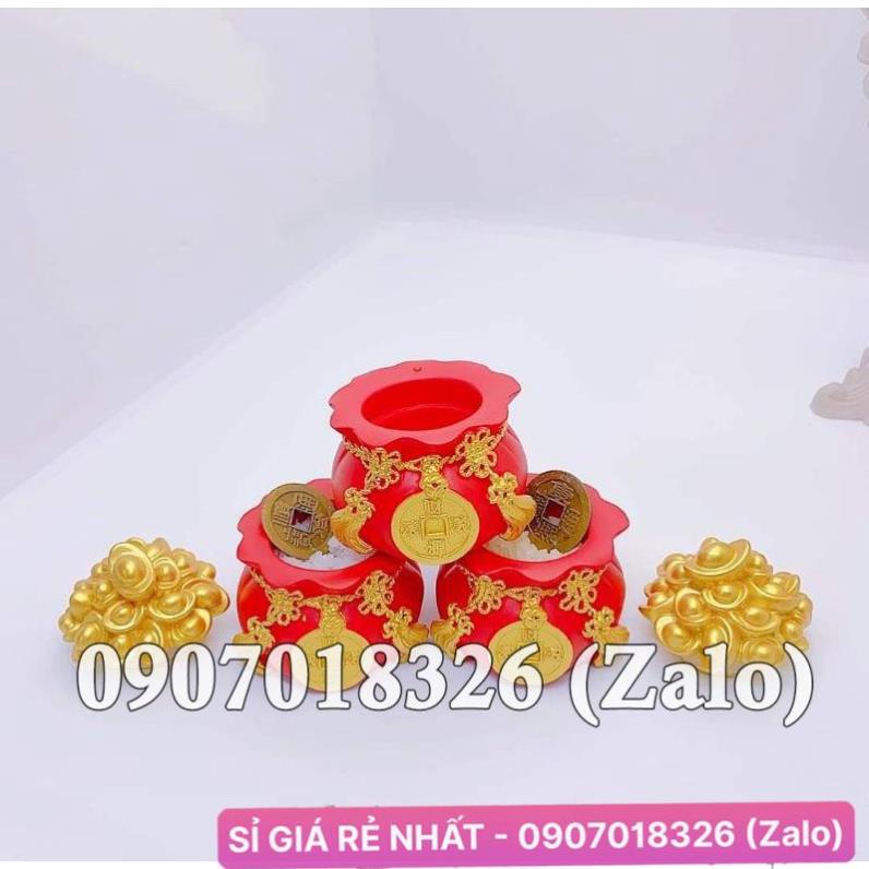 Hũ đựng muối gạo tài lộc túi thân tài may mắn để ban thờ trang trí nhà cửa chum vàng chiêu thần tài