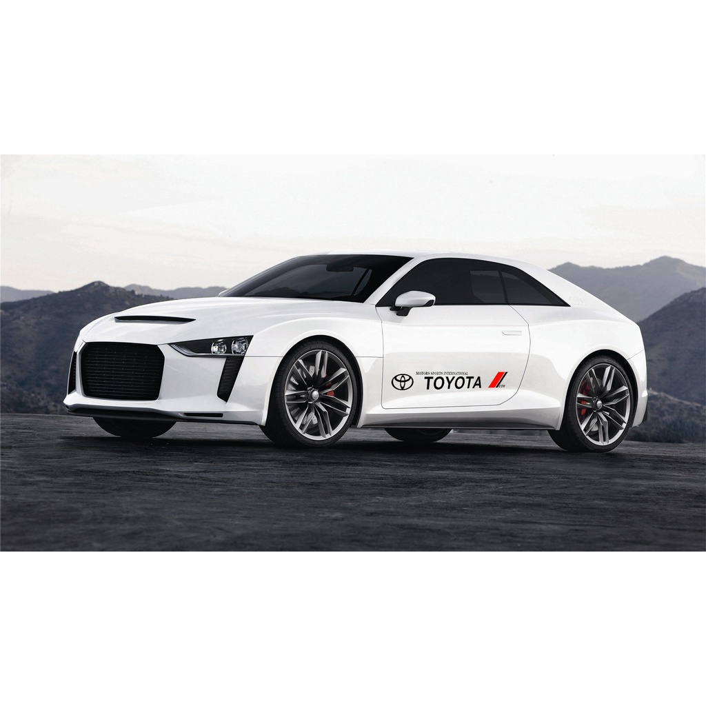 Bộ 2 Miếng Dán Trang Trí Cửa Xe Hơi Toyota VIos Yaris Corolla Cross Veloz CHR Avanza Fortuner Rush Innova raize Calya Rav4 GR Gazoo Racing GR Sport