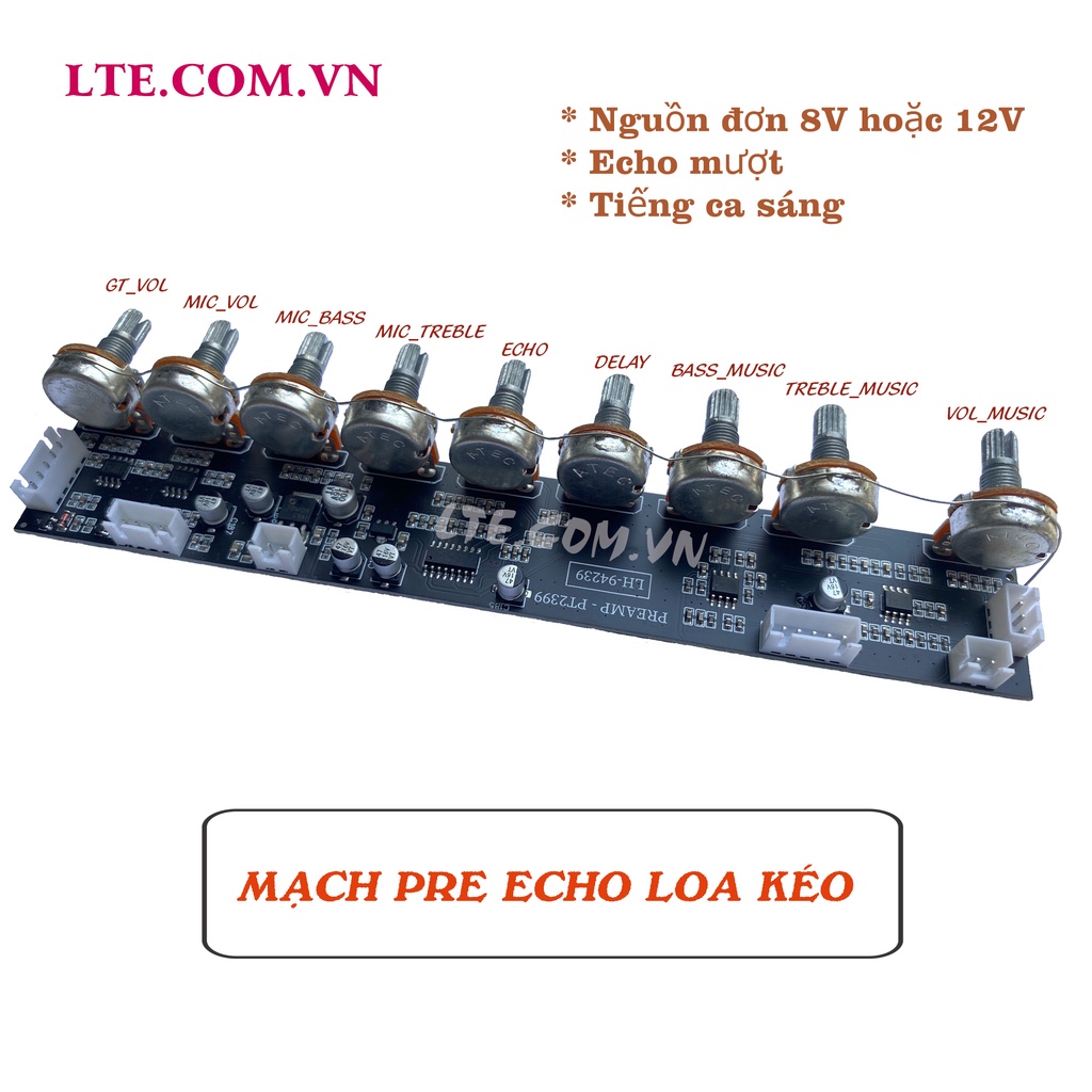 Mạch echo loa kéo đa năng nguồn đơn 8V LH-94239