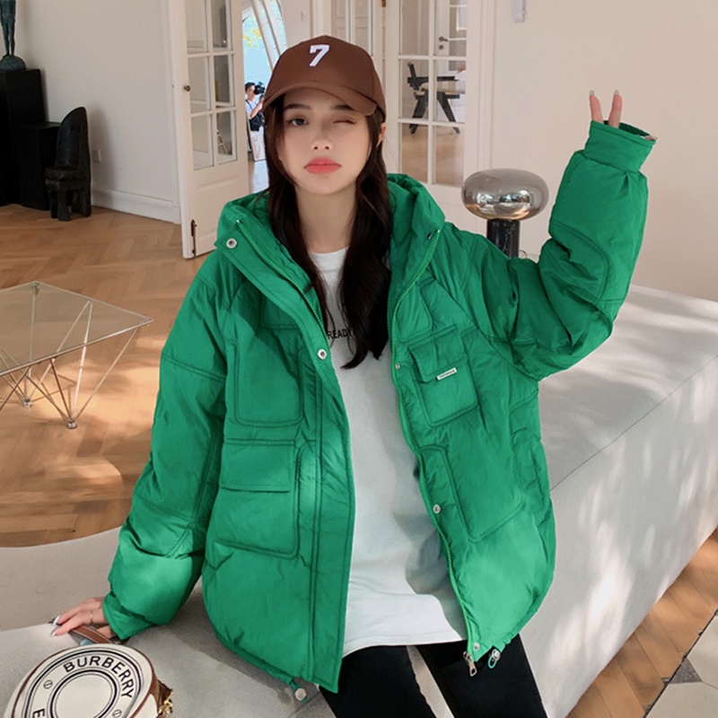 IELGY IELGY Áo Khoác Đệm cotton Có Nón Ấm Áp Thời Trang Hàn Quốc Cho Nữ
