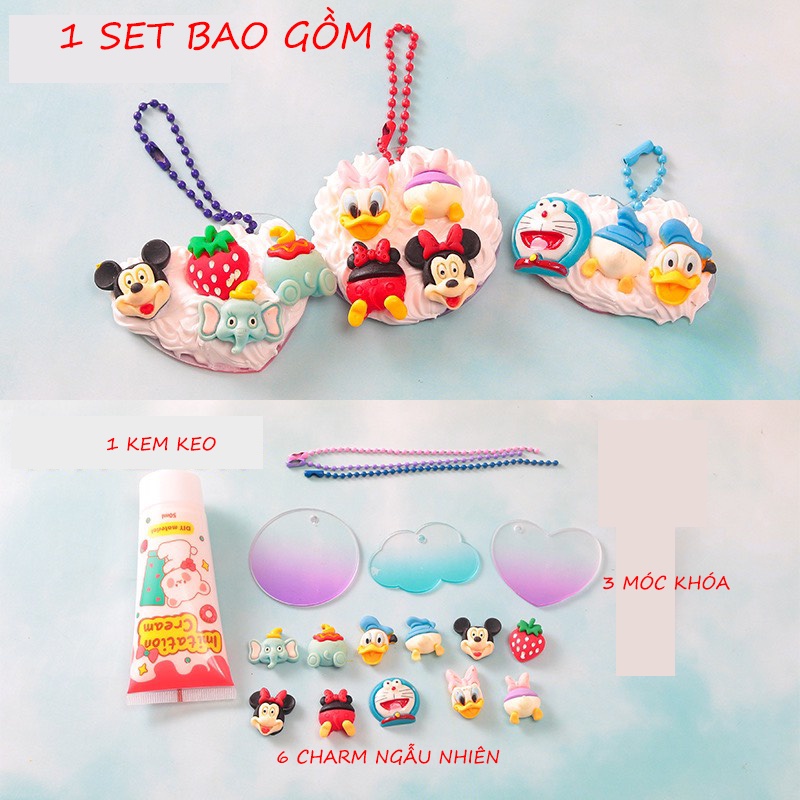 Set tự làm móc khóa đơn giản DIY handmade bằng kem keo