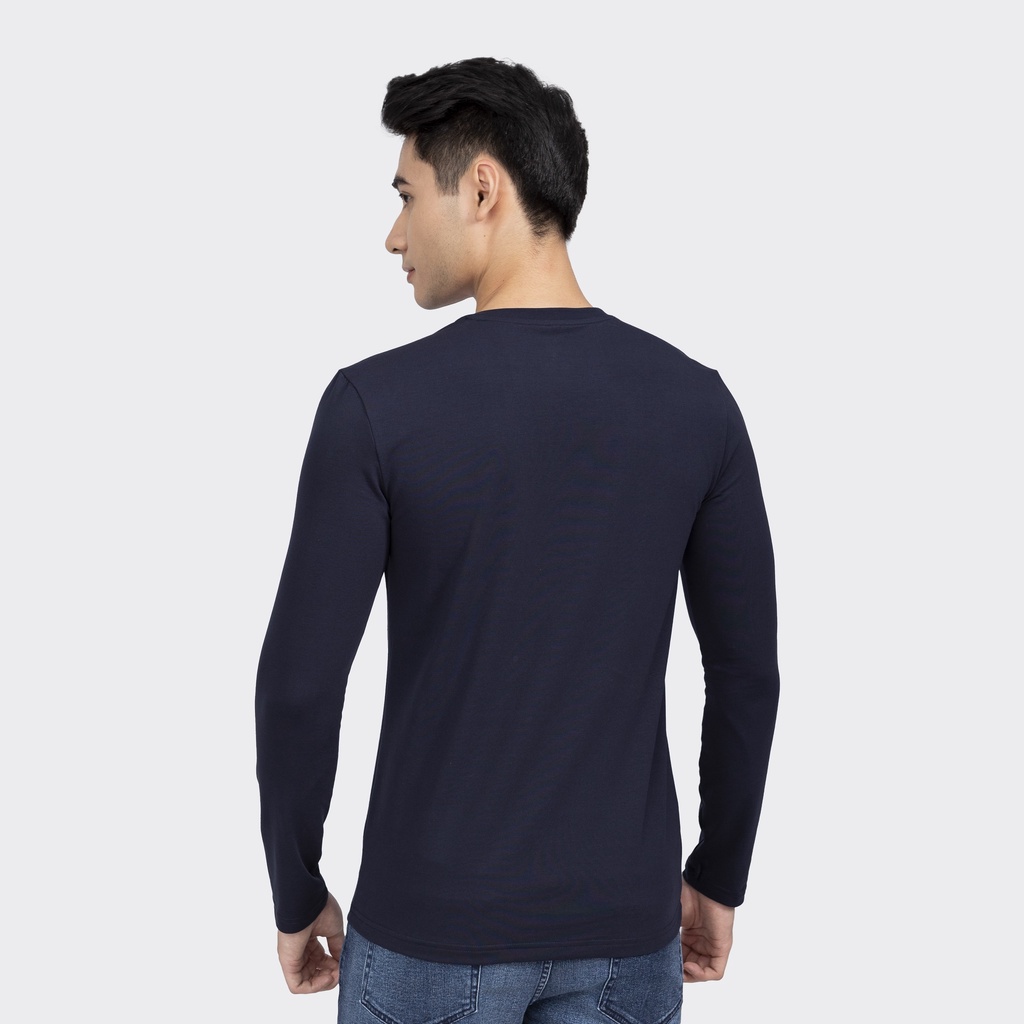 Áo thun dài tay nam Insidemen ILT006W2 màu xanh tím than vải polyester cao cấp dáng slim fit ôm vừa cổ tròn tay suông