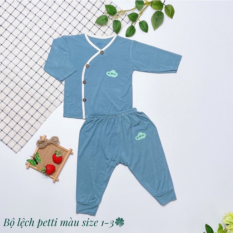 Bộ dài tay Petit cúc giữa Hi!Mom color block Hàn Quốc