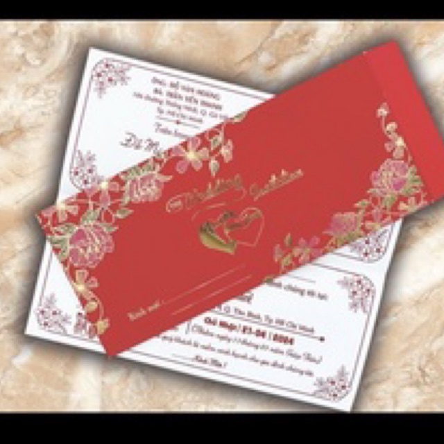 thiệp cưới siêu đẹp,in bằng máy lụa màu mực đậm đà