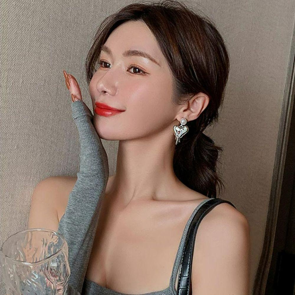 Bông Tai Hình Trái Tim WMES15H Phong Cách Cổ Điển Thời Trang Xinh Xắn Cho Nữ