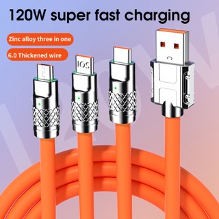 Cáp Sạc Siêu Nhanh 120w 6a 3 Trong 1 Typec Ios Micro Usb Quick Charge Data Cable CUD01