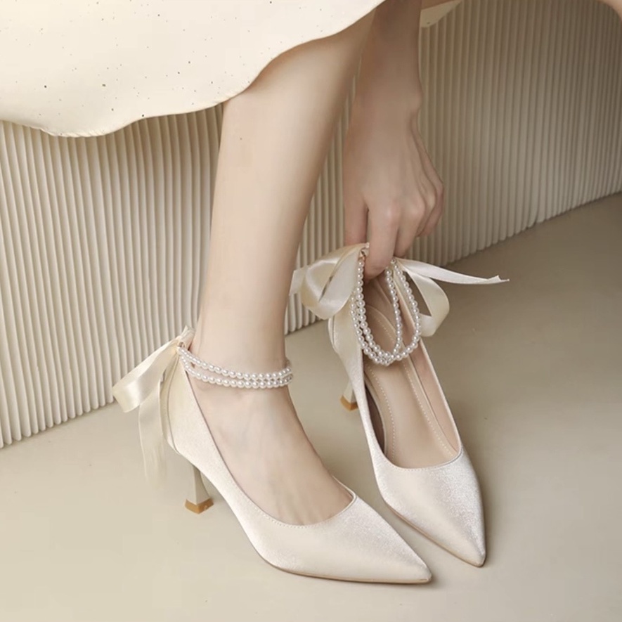 GIÀY CAO GÓT NỮ QUAI HẠT THẮT NƠ CỰC XINH