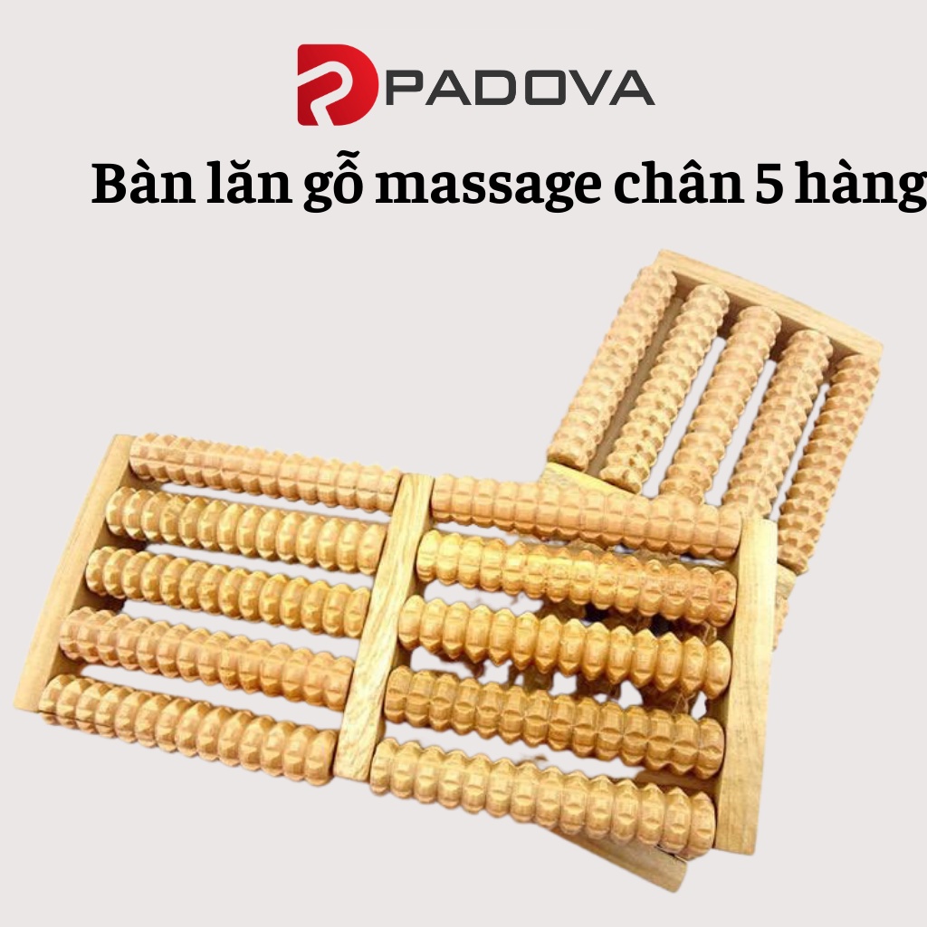 Bàn Lăn Gỗ Massage Chân 5 Hàng Giúp Lưu Thông Máu, Bấm Huyệt Thư Giãn PADOVA 3520