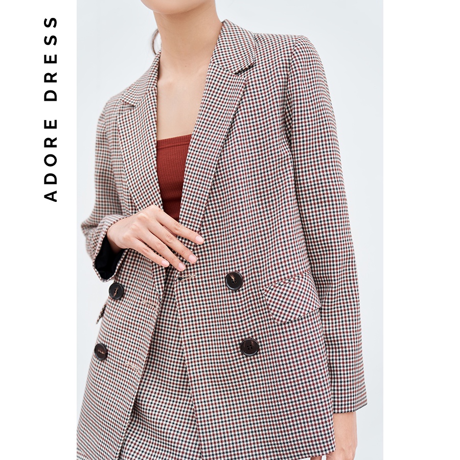 Áo khoác blazer basic 2 hàng khuy karo xanh đỏ 2BL1030 ADORE DRESS | BigBuy360 - bigbuy360.vn