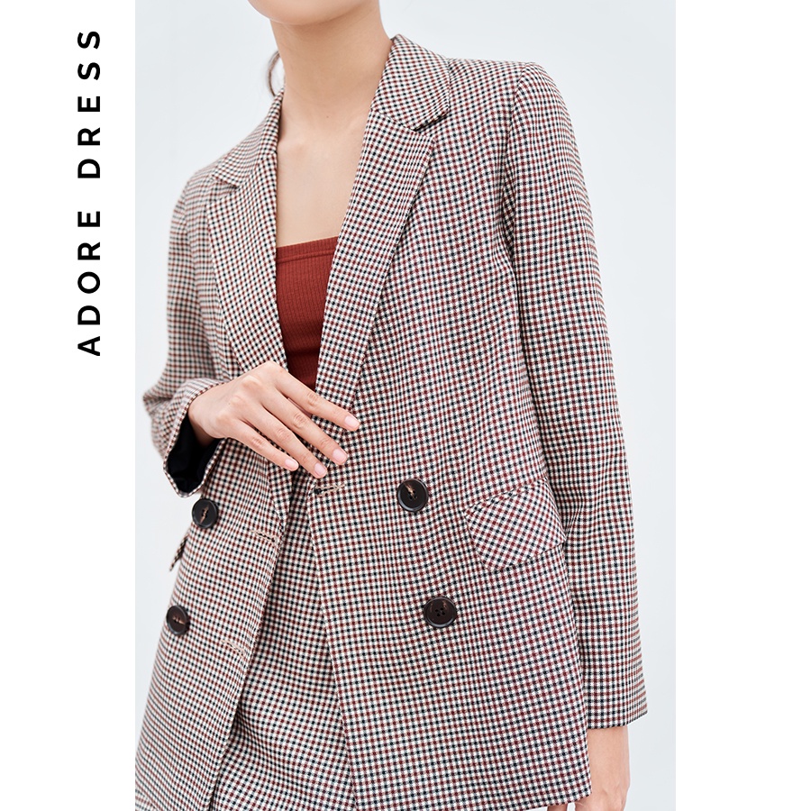 Áo khoác blazer basic 2 hàng khuy karo xanh đỏ 2BL1030 ADORE DRESS | BigBuy360 - bigbuy360.vn
