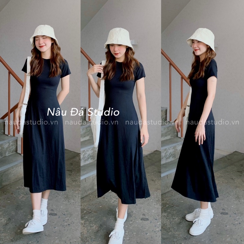 ĐẦM BODY THUN GÂN  - NÂU ĐÁ STUDIO.