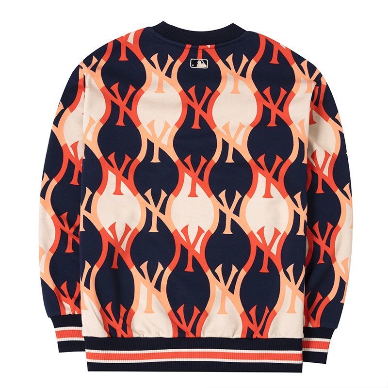 Áo Sweater Thể Thao Vải Cotton Màu Gradient Thêu Logo MLB NY Thời Trang Cho Nam Và Nữ