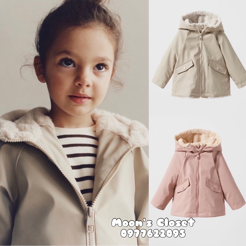XD- Áo khoác raincoat lót lông siêu ấm size 9/12m-4/5y