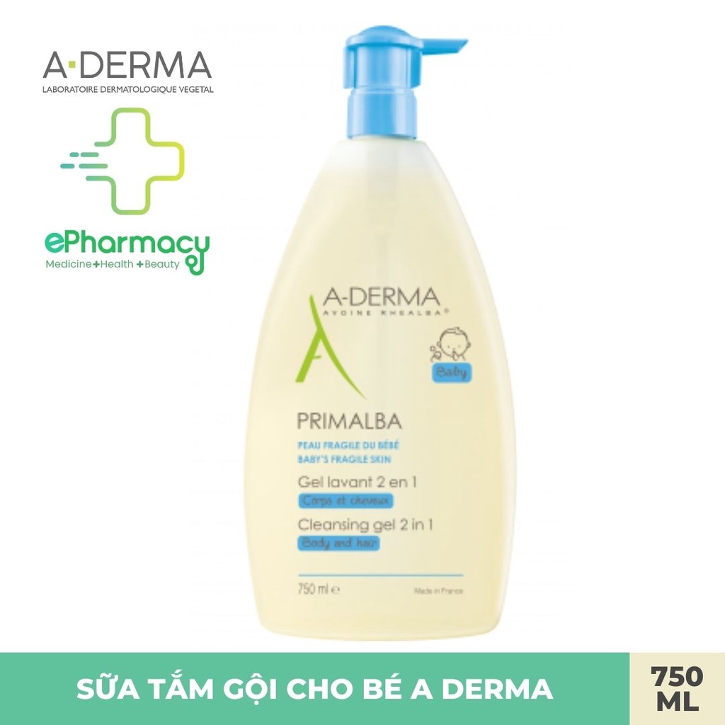 Nhập khẩu sữa tắm gội cho bé aderma primalba cleansing gel 2in1 750ml gel - ảnh sản phẩm 1