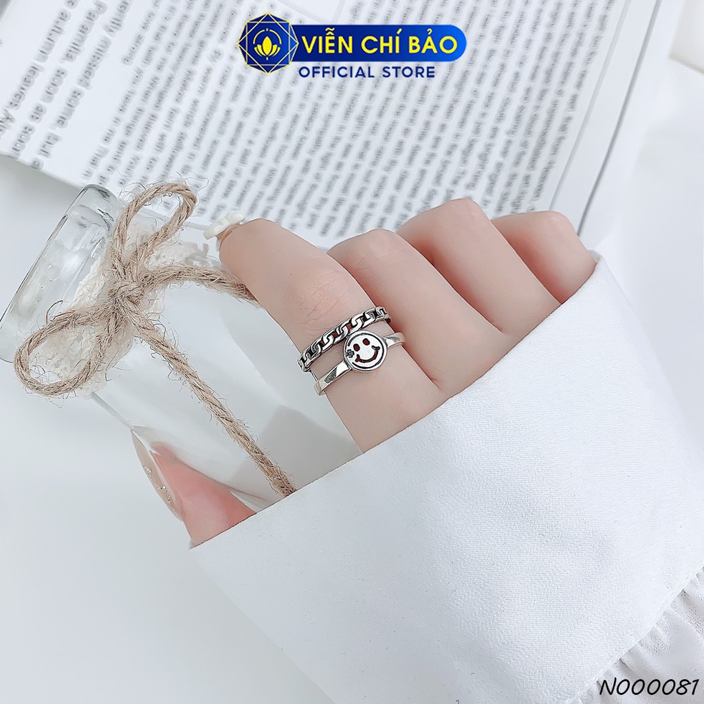 Nhẫn bạc nữ mặt cười chéo chất liệu bạc 925 thời trang phụ kiện trang sức Viễn Chí Bảo N000081