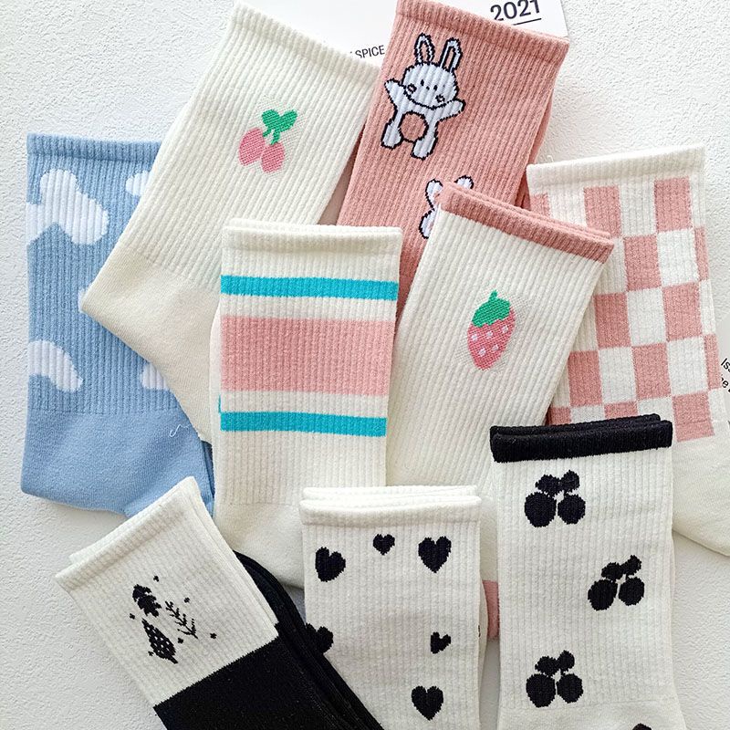 Vớ Cổ Cao In Họa Tiết Hoạt Hình Phong Cách Nhật Bản Thời Trang Thu Đông Xinh Xắn Cho Nữ