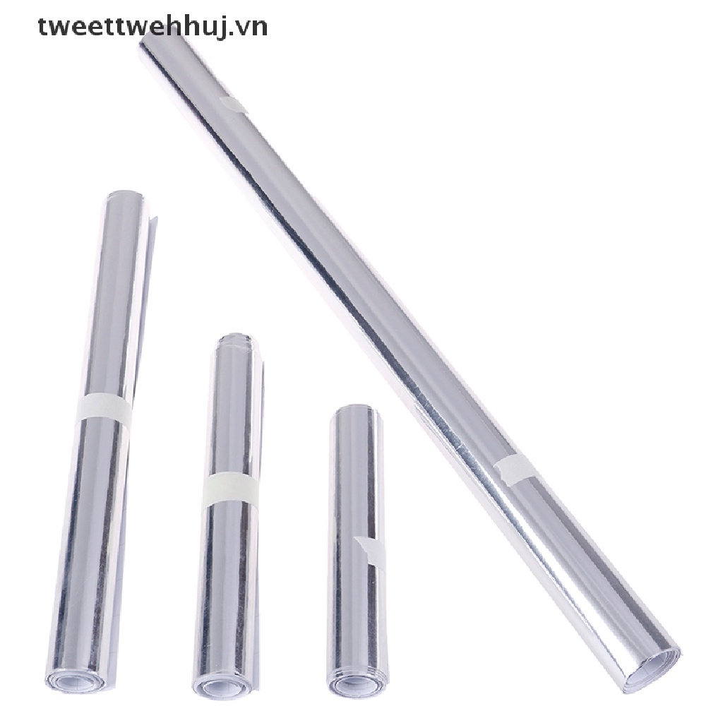 Miếng Dán Đề Can vinyl Mạ Crom Co Giãn Màu Bạc Bóng Trang Trí Gương Xe Hơi TWE