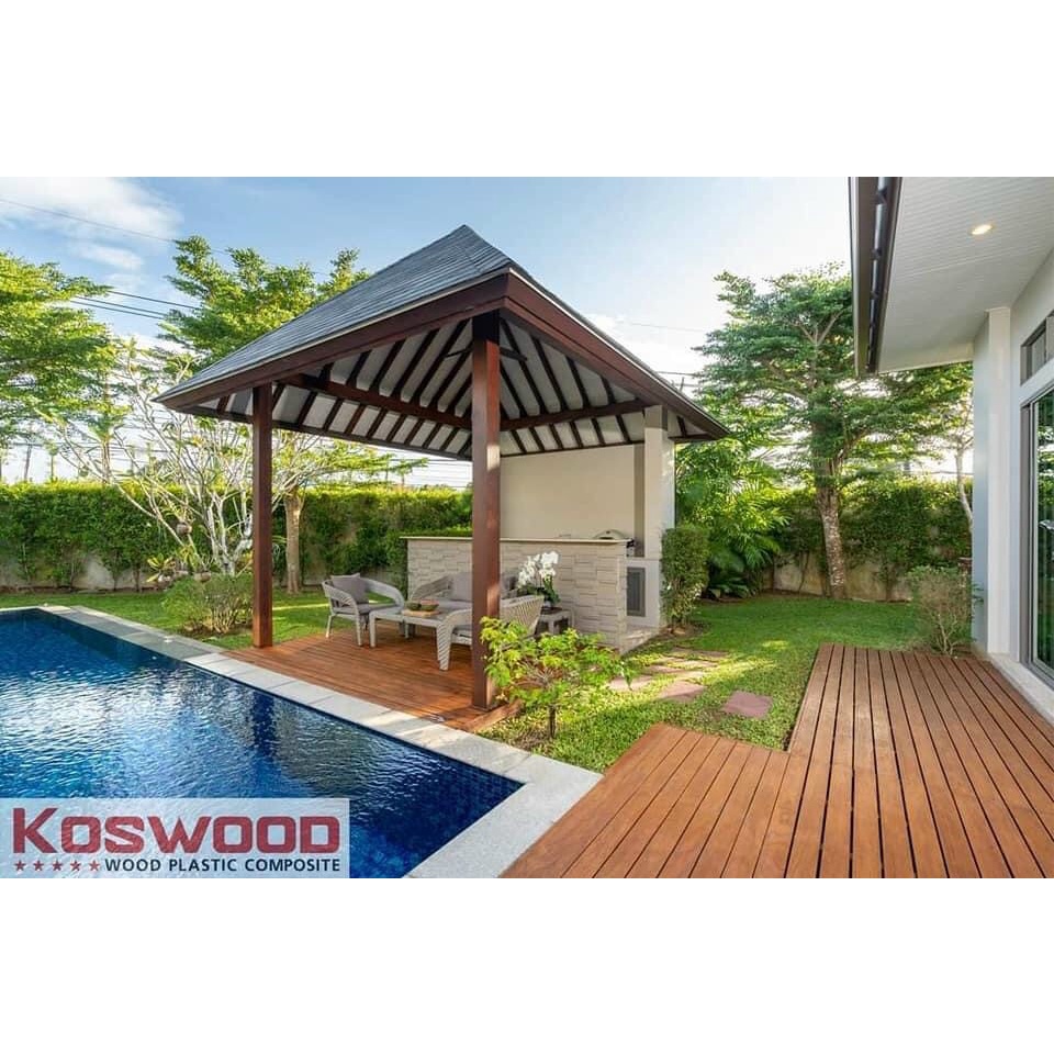 Thanh sàn gỗ nhựa ngoài trời Kosmos , 4 lỗ vuông, kt 140*25*2200mm
