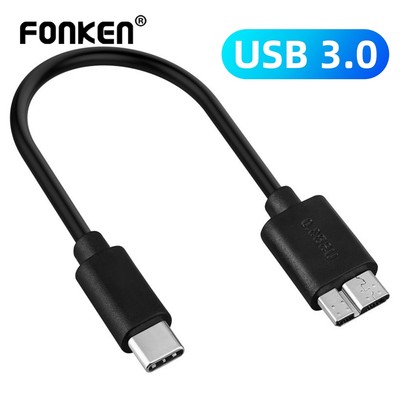 Dây cáp chuyển đổi FONKEN từ cổng USB Type C 3.1 sang micro B 3.0 thích hợp cho Samsung NOTE 3 S5 2.5inch
