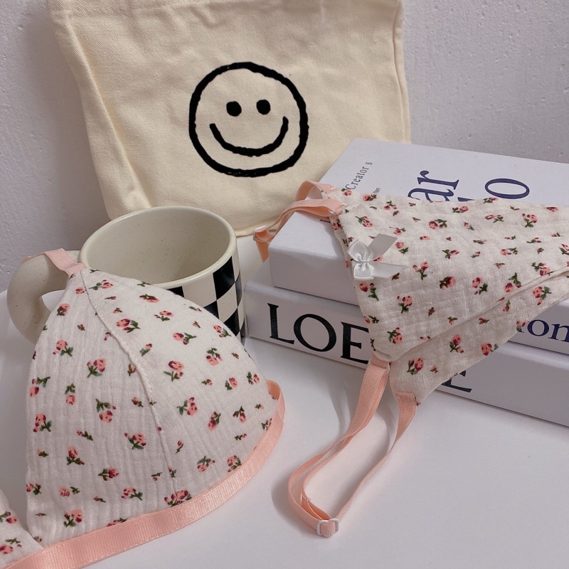 Set đồ lót xô musline - Baby Rose Set - Design by The Heidi