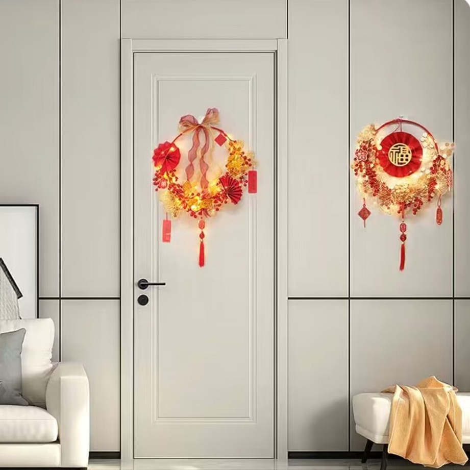 Vòng Hoa đào đông Chữ phúc Treo Tường Treo cửa Trang Trí Phòng Khách / Năm Mới