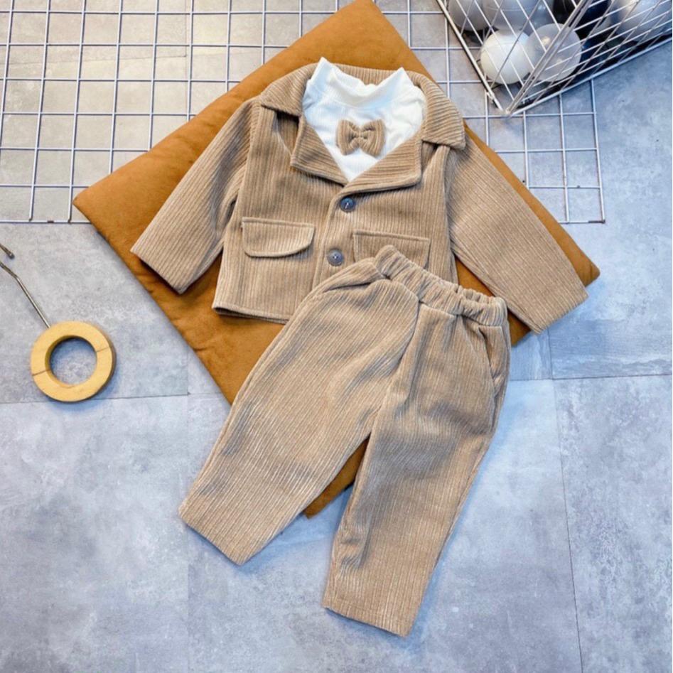 Sét Vest Nhung 3 Chi Tiết Dành Cho Bé Trai