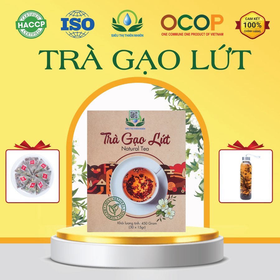 Trà Gạo Lứt, Đậu Đen, Hoa Nhài, Cỏ Ngọt, Kỳ Tử, Táo Đỏ, Đậu Đỏ, Lá Nếp Hộp 30 Túi Lọc - Siêu Thị Thiên Nhiên