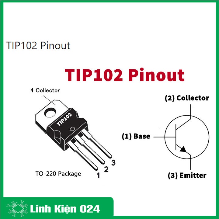 Sản phẩm TIP102 TO-220 NPN 100V/8A Darlington Transistor