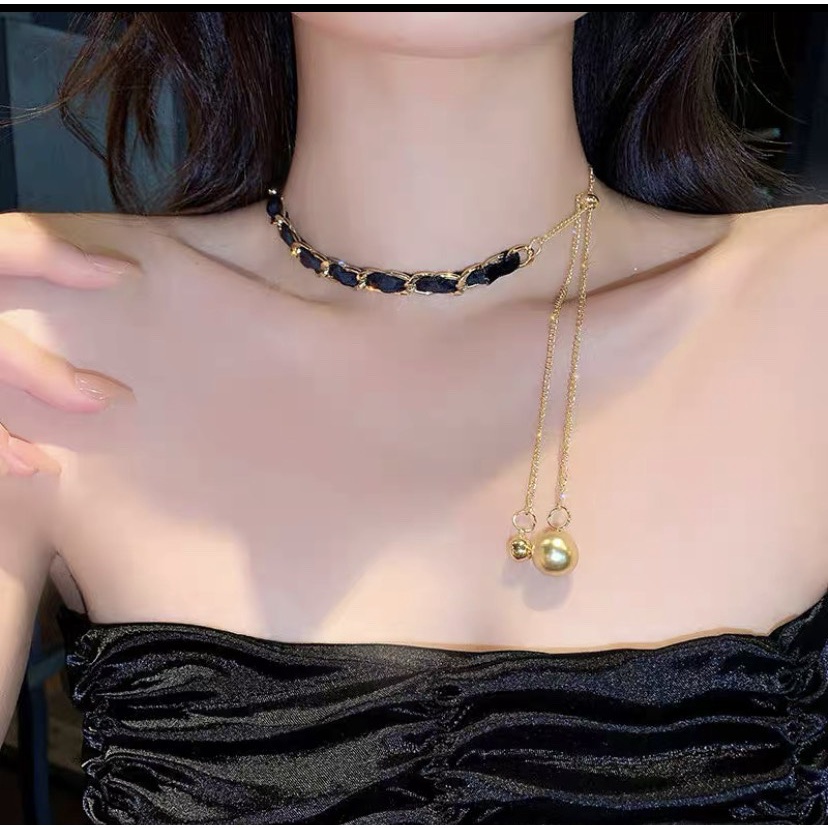 Chocker vòng cổ VC09 đen nhìu tầng