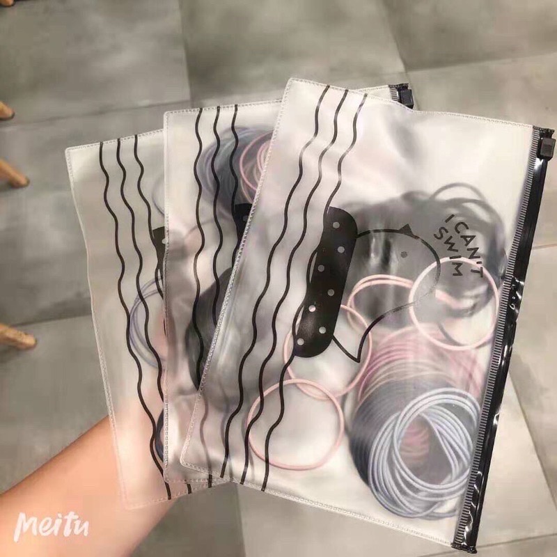 Set 100 dây buộc tóc trơn kèm túi zip, bich 100 sợi dây buộc không rụng tóc, dây thun cột tóc cho bé