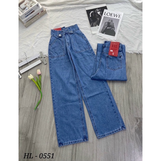 Quần jean nữ ống suông 2 túi đắp vuông lưng kiểu Ms 3420