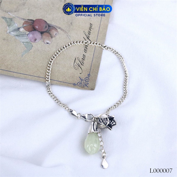 Lắc tay xích bạc thái mix hoa lan chất liệu bạc Thái 925 thời trang phụ kiện trang sức Viễn Chí Bảo L000007