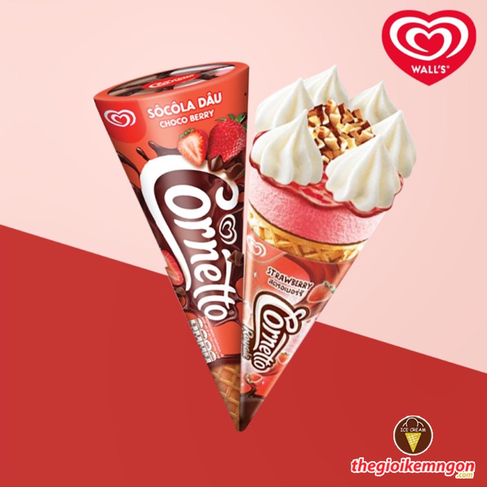 Kem ốc quế socola dâu Wall's Cornetto Choco Berry 110ML