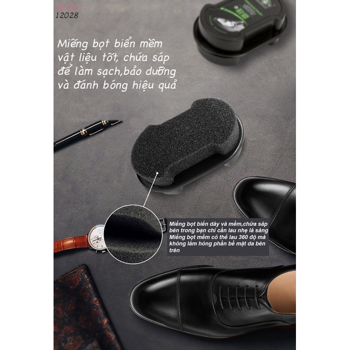 Xi đánh bóng giày nhanh, xi không màu dùng cho nhiều loại da kèm mút chải giày 2 mặt 12028