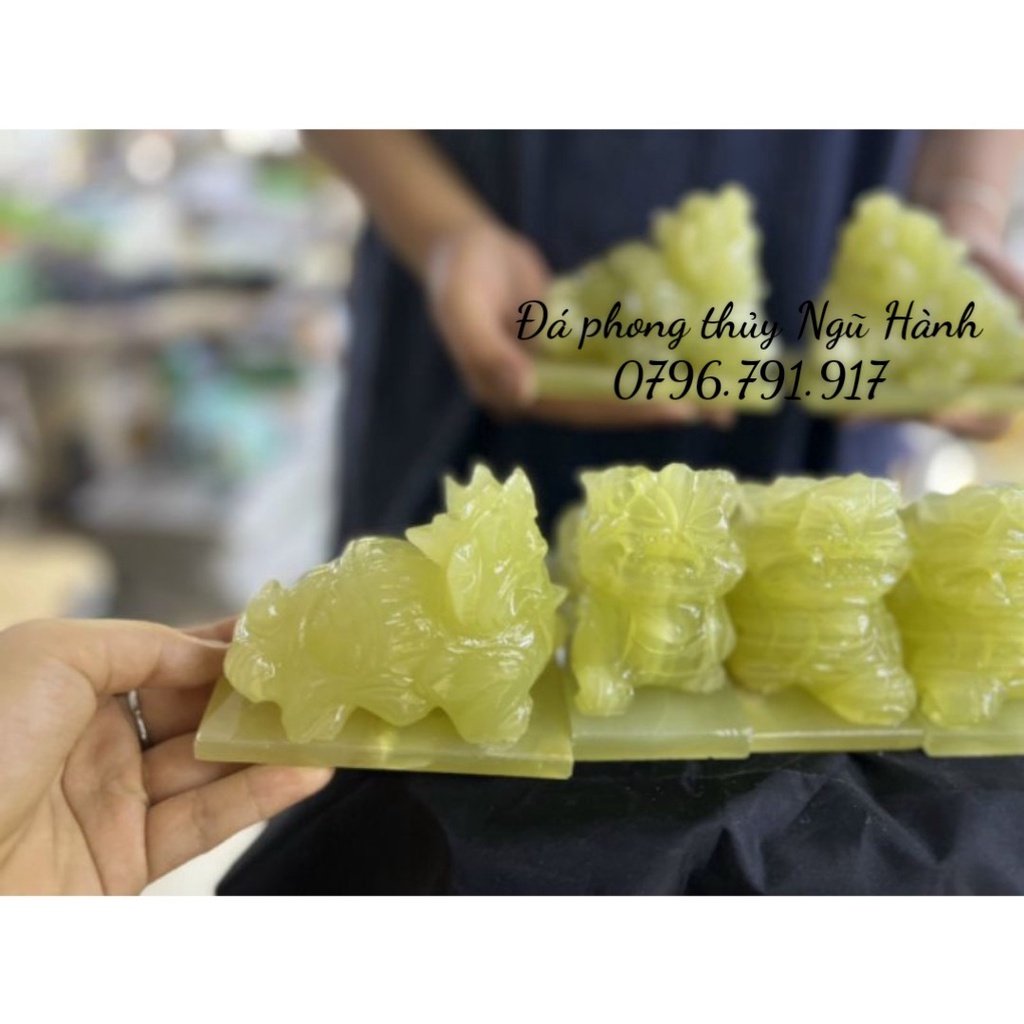 Tỳ Hưu Phong Thủy, Cặp Tỳ Hưu Đá Ngọc Pakistan 10cm