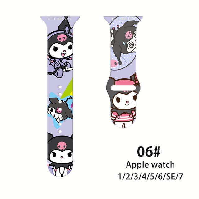 Dây Đeo silicone Họa Tiết Sanrio Kuromi 2022 Cho Đồng Hồ Apple Watch 41mm 45mm 44mm 42mm 40mm 38mm iWatch SE 7 6 5 4 3 2 1
