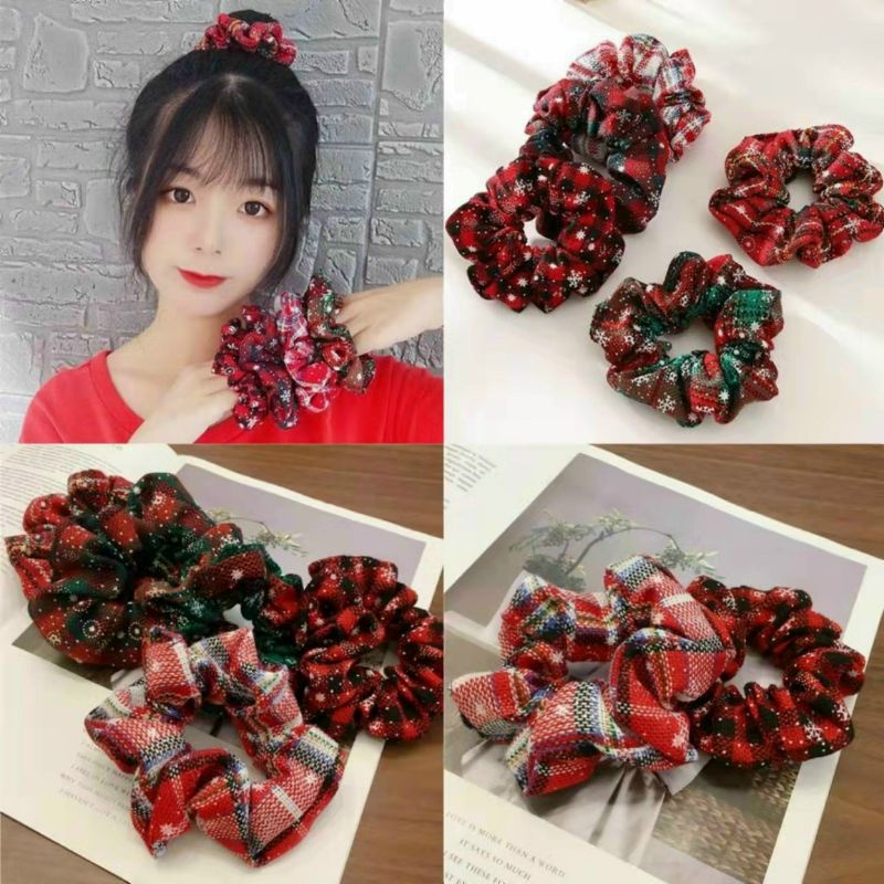 Dây Cột Tóc Họa Tiết Giáng Sinh Đơn Giản Xinh Xắn