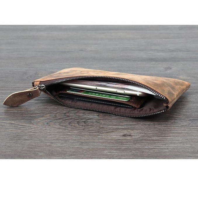 Ví Da Bò Thật Siêu Mỏng Dáng Dài Phong Cách Vintage tp314 Cho Nam