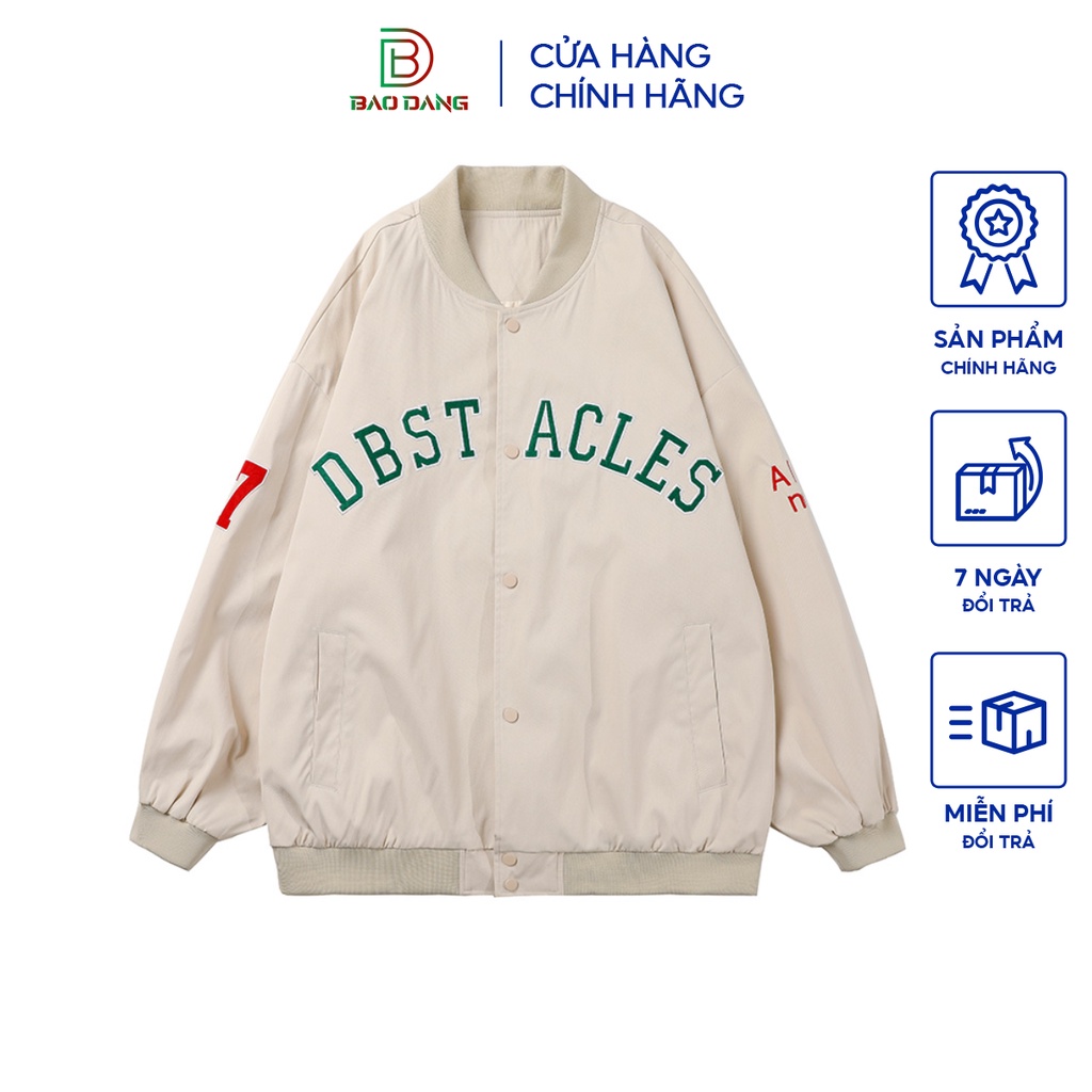 Áo khoác bomber dù 2 lớp học sinh from rộng unisex họa tiết số 17 phong cách cool ngầu mẫu mới 2023 Bảo Đăng